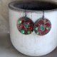 Kolczyki Exotic Flower - Dark Ruby & Turquoise Green