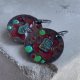 Kolczyki Exotic Flower - Dark Ruby & Turquoise Green