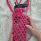 Intensywnie RÓŻOWE szydełkowe NOSIDEŁKO na butelkę - handmade z kwiatuszkiem