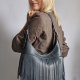 Torebka z frędzlami w kolorze denim- skóra naturalna