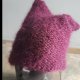 czapka moher handmade bordo