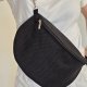 Czarna XL nerka na ramię z plecionego materiału boho