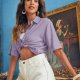 SHEIN krótka koszula lawendowa 40 L