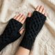Czarne Mitenki Celtycki Aksamit - Celtycki Wzór - 100% Wełna Merino | Unisex