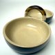 Przyprawnik kabaret ceramiczny PRL podwójny brązowe szkliwo Vintage