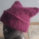 czapka moher handmade bordo