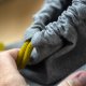 Plecak worek damski handmade – ciemnoszary plusz z patchworkiem