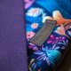 Granatowo-śliwkowa kopertówka handmade z weluru w kwiaty