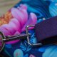 Granatowo-śliwkowa kopertówka handmade z weluru w kwiaty