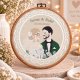 Personalizowana pamiątka ślubna, haft w oprawie vintage