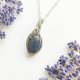 Naszyjnik Lapis Lazuli stal chirurgiczna wisiorek handmade wirewrapping
