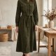 Emerald Green Corduroy Midi Dress | Handmade Old Money Autumn Shirt Dress
