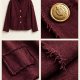 Handmade Burgundy Cotton Shirt-Jacket | Old Money Style Boxy Blouse with Gold Buttons