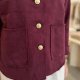 Handmade Burgundy Cotton Shirt-Jacket | Old Money Style Boxy Blouse with Gold Buttons
