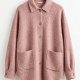 Handmade Dusty Pink Bouclé Jacket | Cozy Oversized Teddy Shacket Autumn Car Coat