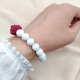 Bransoletka biała malina szklane koraliki stal nierdzewna handmade