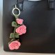 Brelok szydełkowy do kluczy torebki różany róże kwiaty handmade