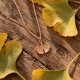 GINKGO- naszyjnik z liściem miłorzębu różowe złoto