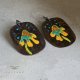 Kolczyki Geometric Flower - Yellow Petals with Turquoise & Red Accents