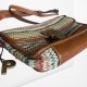 Picard Skórzana Torebka Boho Y2K Patchwork Camel Kolorowa