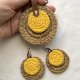 Komplet biżuterii boho handmade, naszyjnik i kolczyki z juty i wełny, naturalna biżuteria szydełkowa