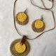 Komplet biżuterii boho handmade, naszyjnik i kolczyki z juty i wełny, naturalna biżuteria szydełkowa