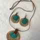 Komplet biżuterii boho handmade, naszyjnik i kolczyki z juty i bawełny, naturalna biżuteria szydełkowa