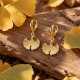 kolczyki GINKGO- srebro 925 złocone 24K