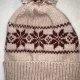 Ręcznie robiona czapka w norweski wzór z alpaką, beż i brąz (54-60 cm)