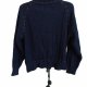 Kardigan vintage piękne guziki pompony sweter zapinany granatowy