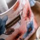 Listonoszka z kominem z weluru ecru w kwiaty – handmade, unikat