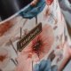Szara listonoszka z kominem z weluru w kwiaty – handmade, unikat