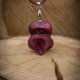 Naszyjnik oliwin – drewno amarant, Wood Pendant, biżuteria z drewna, minerał, kamień, dla niej, pirografia