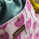 Zielona listonoszka z kominem z weluru w różowe tulipany – handmade, unikat