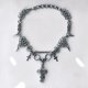 Choker chainmaille z krzyżami i kolcami ze stali chirurgicznej 32,2+5,5 cm gothic occult