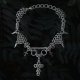 Choker chainmaille z krzyżami i kolcami ze stali chirurgicznej 32,2+5,5 cm gothic occult