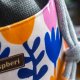 Szara listonoszka z kominem z plecionki i weluru w geometryczne kwiaty – handmade