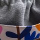 Szara listonoszka z kominem z plecionki i weluru w geometryczne kwiaty – handmade