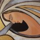 Ręcznie malowany obraz "Złota Madonna z Dzieciątkiem" – 100x100 cm