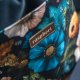 Grafitowa listonoszka z kominem z weluru w kwiaty – handmade, unikat