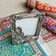 Vintage Art Nouveau Style Silver Plated Mini Miniature Iris Ribbon Bow Photo Picture Frame