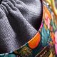 Szara listonoszka z kominem z plecionki i weluru w kwiaty i kolibry – handmade