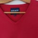 Czerwony sweter dekolt V serek bawełna wiskoza Sebago
