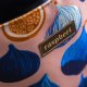 Granatowa listonoszka z kominem z weluru w figi – handmade, unikat
