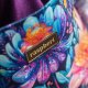 Fioletowa listonoszka z kominem z tłoczonego weluru i weluru w kwiaty – handmade