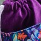 Fioletowa listonoszka z kominem z tłoczonego weluru i weluru w kwiaty – handmade