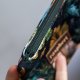 Etui na klucze z czarnego weluru w kwiaty – ciemne kolory, handmade