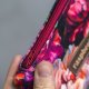 Etui na klucze z weluru w peonie – kwiatowe etui handmade