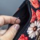 Etui na klucze z czarnego weluru w kolorowe kwiaty – handmade