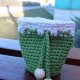 Ręcznie dziana sakiewka ściągana sznurkiem – zielona ze śmietankowym wykończeniem | Mama Crochet Atelier